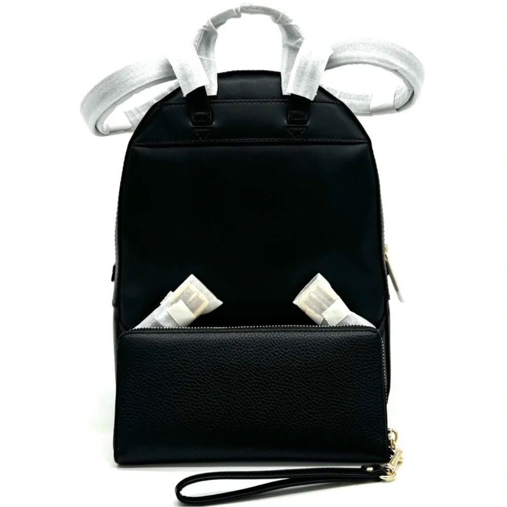 Michael Kors Medium Jaycee Backpack & Large Continental Wallet Black/Gold - Picture 5 of 14